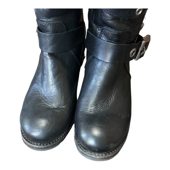 Zigi Girl Tangle Black Leather Heavy Metal Motorcycle Boots - Picture 4 of 9